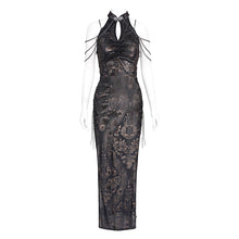 Load image into Gallery viewer, SKT235 Brown Han Dynasty element dragon pattern cheongsam dress
