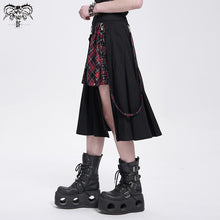 Load image into Gallery viewer, SKT082 daily life young girls fake 2 pieces black and red Scottish plaid overskirt with adjust loops
