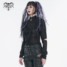 Load image into Gallery viewer, TT231 Cyberpunk black mesh Long Sleeve Women&#39;s T-Shirt
