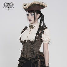 Load image into Gallery viewer, WT10002 Whole-Garment Enzyme-Washed, Two-Tone Woven Steampunk Cropped Vest
