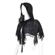 Load image into Gallery viewer, CA047 Women Gothic Flocked Spider Web Hooded Shawl
