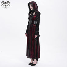 Load image into Gallery viewer, CT26002 Red Gothic shiny velvet halterneck hooded women coat

