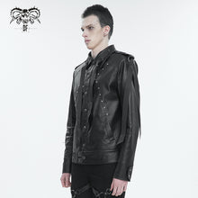 Load image into Gallery viewer, CT207 Punk Rivets Studded Webbing Faux Leather Men&#39;s Short Jacket
