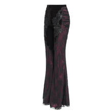 Load image into Gallery viewer, EPT01902 Black and Red Gothic velvet and lace flared trousers
