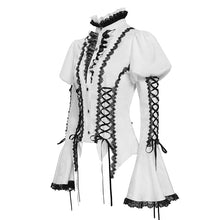 Load image into Gallery viewer, SHT14202 White Love-shaped Jacquard Gothic Blouse
