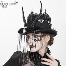 Load image into Gallery viewer, EAS037  Small chain tassel skull horn hat
