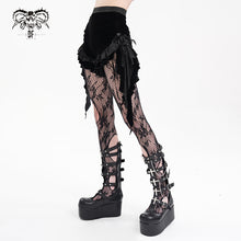 Load image into Gallery viewer, PT255 Gothic black women Pleated hem velvet shorts
