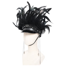 Load image into Gallery viewer, AS256 Long and short feather tassel chain leather military cap
