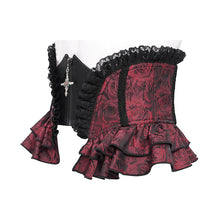 Load image into Gallery viewer, AS20902 new arrival black and red women Gothic rose zipper jacquard lace corset
