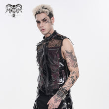 Load image into Gallery viewer, WT107 Punk Tree-Patterned Mesh &amp; Patent Leather Vest
