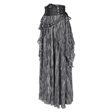 Load image into Gallery viewer, SKT20701 Grey pirate style High waist two-tone chiffon punk skirt
