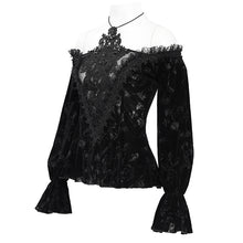 Load image into Gallery viewer, TT288 Gothic halterneck rose burnt out velvet T-shirt

