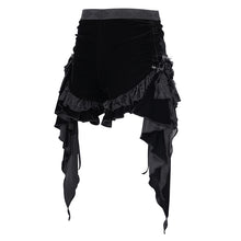Load image into Gallery viewer, PT255 Gothic black women Pleated hem velvet shorts

