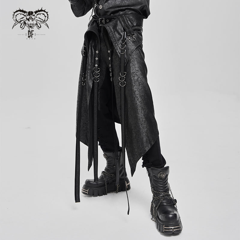 SKT244 Punk cracked leather lapel waistband skirt