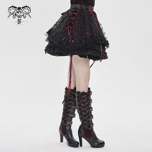 Load image into Gallery viewer, SKT25901 Sequined Mesh and Flat Grid-Paneled Lolita Miniskirt

