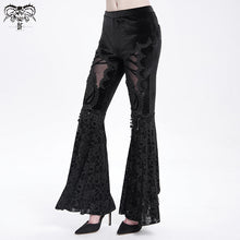 Load image into Gallery viewer, PT272 Hollow out Thigh mesh flocked flared trousers
