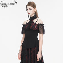 Load image into Gallery viewer, ETT032 Off-the-shoulder strappy ruffled short sleeves t-shirt
