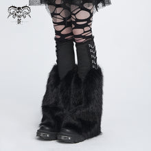 Load image into Gallery viewer, AS323 Black plush V-shaped mid-length leg warmers
