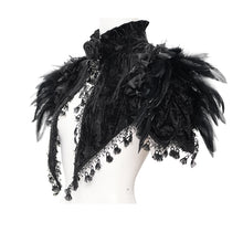 Load image into Gallery viewer, ECA018 Gothic Rose Embossed Velvet Feather Collar
