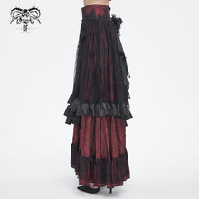 Load image into Gallery viewer, SKT19802 Black and red Gothic Paisley High Waist Skirt
