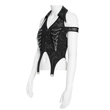 Load image into Gallery viewer, SHT150 Serpentine-Print Woven Halter-Neck Off-Shoulder Punk Shirt
