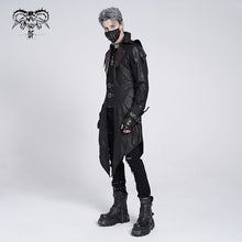 Load image into Gallery viewer, CT06901 movie actor false two pieces black hooded leather long coats for men
