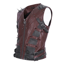 Load image into Gallery viewer, WT08602 wine hand brushed leather men vest
