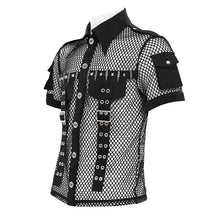 Load image into Gallery viewer, SHT162 Diamond Mesh Punk Shirt with Accordion Pockets Cuffs
