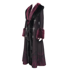Load image into Gallery viewer, ECT016 thick warm gothic fur Black and red gradient nylon wool long coat
