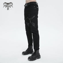 Load image into Gallery viewer, PT215 Punk Twill decorative Faux Leather Leg Loop Trousers
