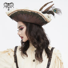 Load image into Gallery viewer, AS181 Lace peacock feather triangle pirate hat
