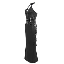 Load image into Gallery viewer, SKT193 Punk dark pattern knitted leather halterneck dress
