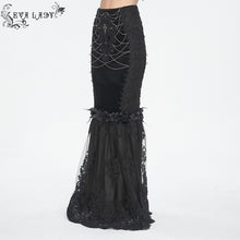 Load image into Gallery viewer, ESKT04401 Black Gothic high waist fishtail skirt
