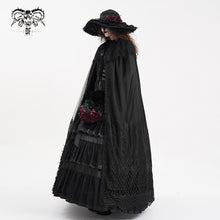 Load image into Gallery viewer, CA04501 Black Gothic Lace Hooded Cloak
