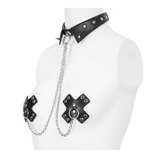 Load image into Gallery viewer, AS147 Faux Leather Studded Choker With Chain And Blooddrop
