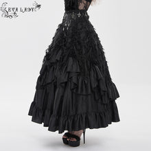Load image into Gallery viewer, ESKT079 Gothic Jacquard High-Waisted Skirt with Frayed Trim

