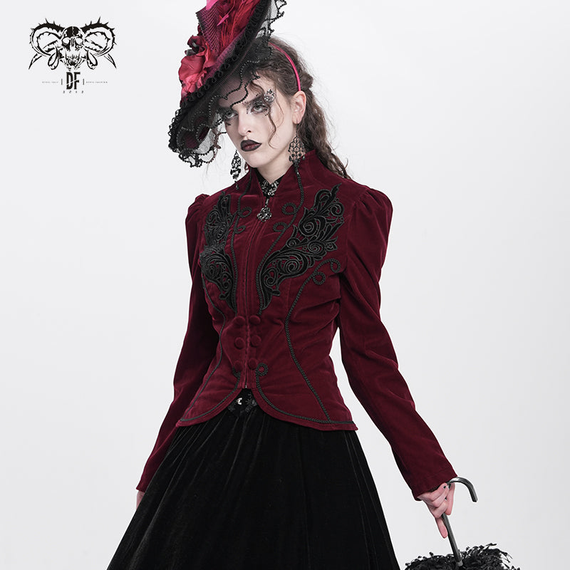 CT19302 women wine gothic short coat