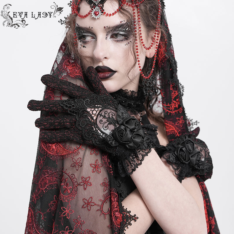 EGE003 Concave and convex shiny material gothic gloves