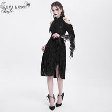 Load image into Gallery viewer, ESKT061 Burnout flocked off-shoulder dress&nbsp;
