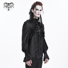 Load image into Gallery viewer, SHT12401 Black Gothic pattern satin long-sleeved men shirts
