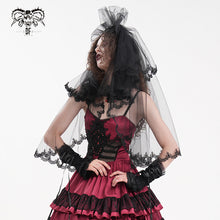 Load image into Gallery viewer, AS192 Gothic wedding lace women black Skull Crown Veil
