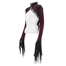 Load image into Gallery viewer, ECA02002 Gothic pattern women flared sleeves red velvet short lace shawl
