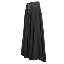 Load image into Gallery viewer, SKT017 torn multiple wearing leather waistband women punk rock black flowing long half skirt
