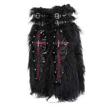 Load image into Gallery viewer, AS191 Punk black coffin fur women leg warmers with loops
