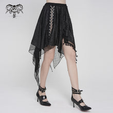 Load image into Gallery viewer, SKT257 Distressed Rib-Knit Irregular Mesh Patchwork Punk-Style Mini Skirt

