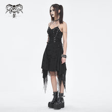 Load image into Gallery viewer, SKT201 Distressed knitted rhombus mesh heart-shaped suspender dress
