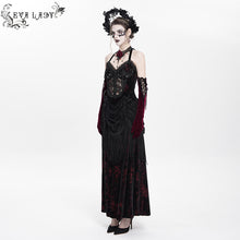 Load image into Gallery viewer, ESKT06502 Wine Gothic velvet dress with fur collar

