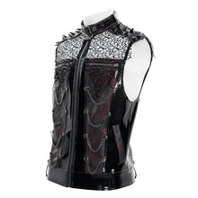 Load image into Gallery viewer, WT107 Punk Tree-Patterned Mesh &amp; Patent Leather Vest
