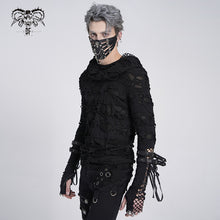 Load image into Gallery viewer, TT084 punk men ripped finger covered autumn hooded black top
