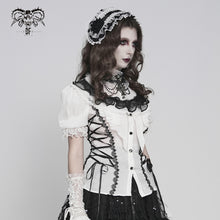 Load image into Gallery viewer, SHT15102 Lolita Shimmer Chiffon Pleated Short-Sleeve Blouse
